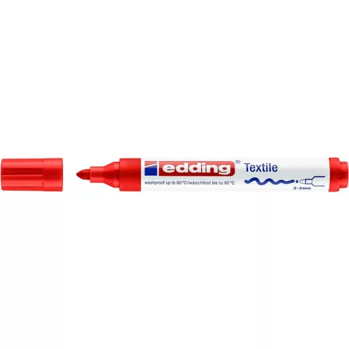 Textilmarker, 2-3 mm, kúpos, EDDING "4500", piros