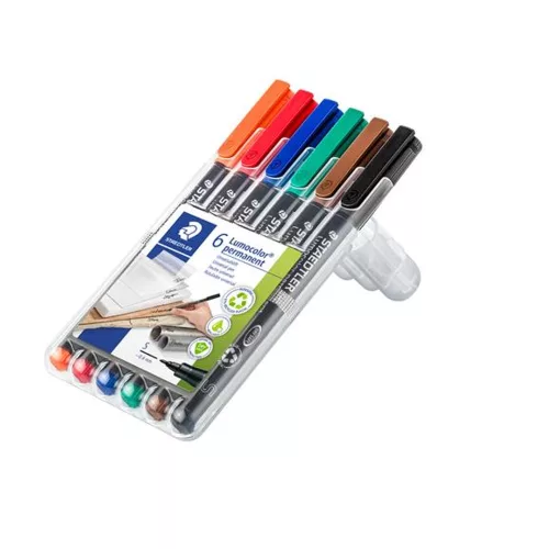 Alkoholos marker készlet, OHP, 0,4 mm, STAEDTLER "Lumocolor® 313 S", 6 különböző szín