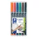 Alkoholos marker készlet, OHP, 0,6 mm, STAEDTLER "Lumocolor® 318 F", 6 különböző szín