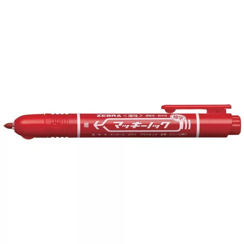 Alkoholos marker, 1,3 mm, nyomógombos, ZEBRA "Mckie Retractable", piros