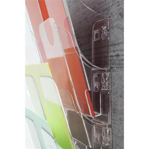 Prospektustartó, fali, álló, A4, DURABLE "FLEXIPLUS 6", áttetsző