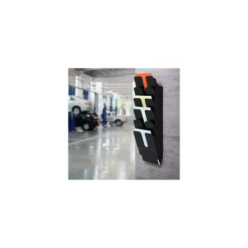 Prospektustartó, fali, álló, A4, DURABLE "FLEXIPLUS 6", fekete