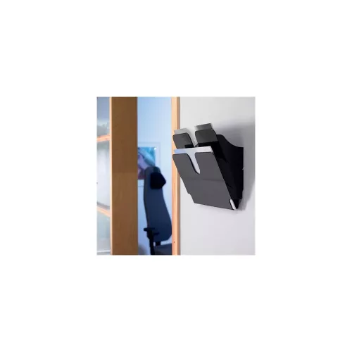 Prospektustartó, fali, fekvő, A4, DURABLE "FLEXIPLUS 2", fekete