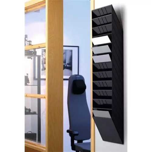 Prospektustartó, fali, fekvő, A4, DURABLE "FLEXIBOXX 12", fekete