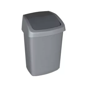   Billenős szemetes, 25 l, CURVER "Swing top", ezüst/grafit