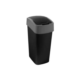   Billenős szemetes, 45 liter, CURVER "Pacific flip bin", fekete/ezüst