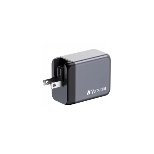 Hálózati töltő, 2xUSB-C PD (65W), USB-A QC 3.0, EU/UK/US, GaN, VERBATIM