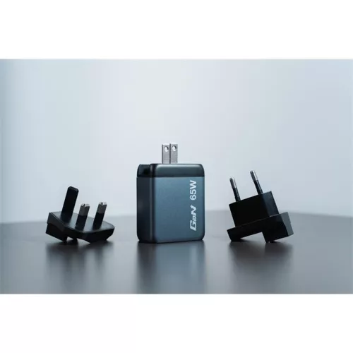 Hálózati töltő, 2xUSB-C PD (65W), USB-A QC 3.0, EU/UK/US, GaN, VERBATIM