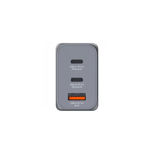 Hálózati töltő, 2xUSB-C PD (65W), USB-A QC 3.0, EU/UK/US, GaN, VERBATIM