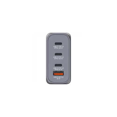 Hálózati töltő, 2xUSB-C PD (100W), USB-C PD (65W), USB-A QC 3.0, EU/UK/US, GaN, VERBATIM