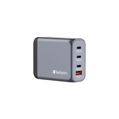 Hálózati töltő, 2xUSB-C PD (100W), USB-C PD (65W), USB-A QC 3.0, EU/UK/US, GaN, VERBATIM