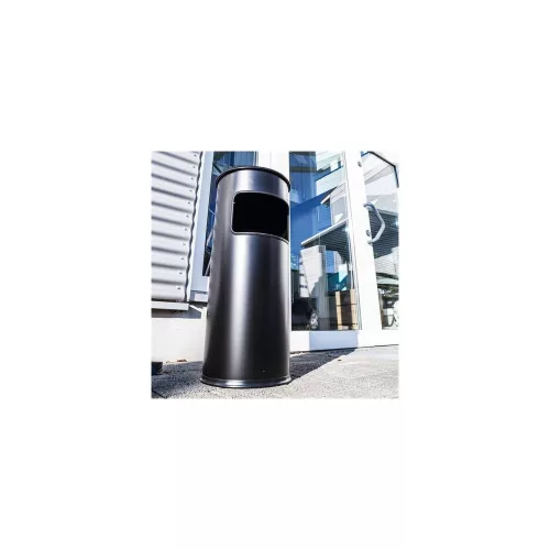 Tűzálló szemetes, kerek, hamutartóval, DURABLE "Safe", fekete