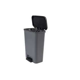   Pedálos szemetes, téglalap alakú, 50 l, CURVER "Compatta", sötétszürke