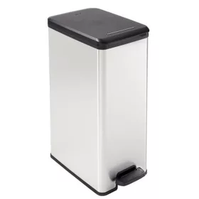   Pedálos szemetes, 40 l, CURVER "Slim Bin", fekete-ezüst