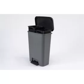   Pedálos szemetes, téglalap alakú, 2x23 l, CURVER "Compatta Duo", sötétszürke