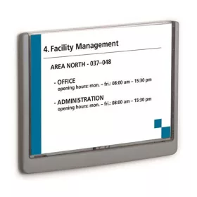   Információs tábla, 148,5x210 mm, DURABLE "CLICK SIGN", szürke