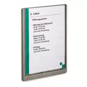   Információs tábla, 210x297 mm, DURABLE „CLICK SIGN”, szürke