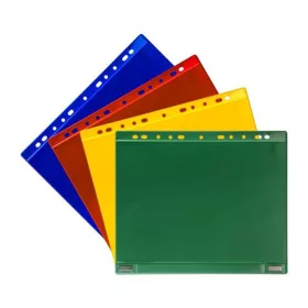   Lefűzhető tasak, mágneses, kétoldalas, fekvő, A4, DJOIS, piros - 5db