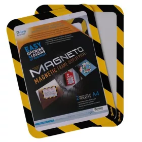   Infokeret, mágneses háttal, A4, DJOIS "Magneto Safety", sárga-fekete - 2db