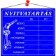 Információs tábla, 20x17,5 cm, "Nyitvatartás", kék