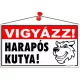 Információs tábla, 22,5x12,5 cm, "Vigyázz! Harapós kutya!"