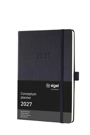Naptár, A5, heti, 2027, kemény borító, SIGEL "Conceptum", fekete