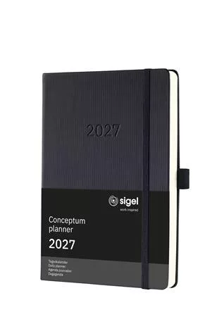 Naptár, A5, napi, 2027, kemény borító, SIGEL "Conceptum", fekete