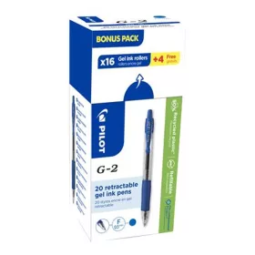  Zseléstoll, 0,25 mm, nyomógombos, PILOT G-2, Bonus Pack, kék - 20db