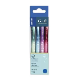   Zseléstoll készlet, 0,32 mm, nyomógombos, PILOT G-2 Bubble, kék, 4 különböző minta
