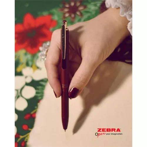 Zseléstoll, 0,33 mm, nyomógombos, borvörös tolltest, ZEBRA Sarasa Grand, kék