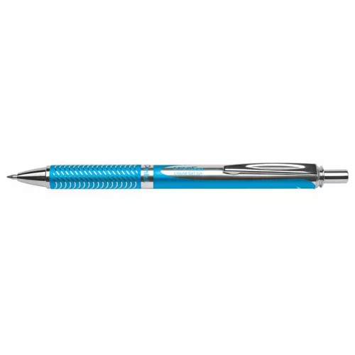 Zseléstoll, 0,35 mm, nyomógombos, égszínkék tolltest, PENTEL EnerGel BL-407 kék