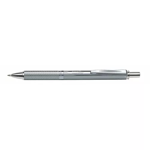Zseléstoll, 0,35 mm, nyomógombos, ezüst tolltest, PENTEL EnerGel BL-407 kék