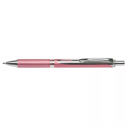 Zseléstoll, 0,35 mm, nyomógombos, rózsaszín tolltest, PENTEL EnerGel BL-407 kék