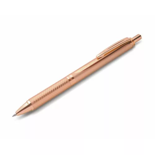 Zseléstoll, 0,35 mm, nyomógombos, rosegold tolltest, PENTEL EnerGel BL-407 kék
