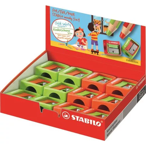 Hegyező, egylyukú, STABILO Woody 3 in 1, vegyes színek