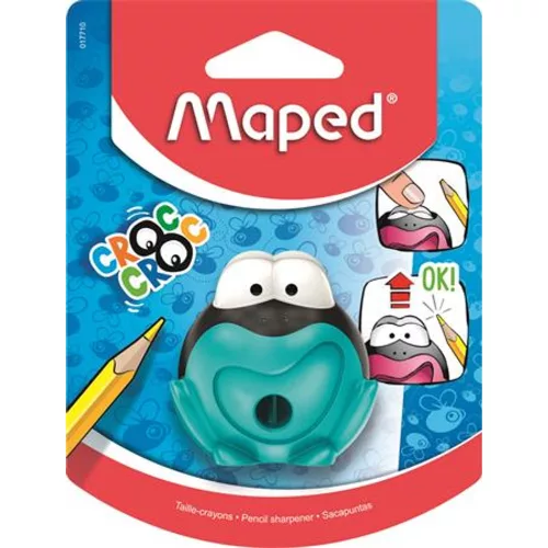Hegyező, egylyukú, tartályos, MAPED Croc Croc, béka, vegyes színek