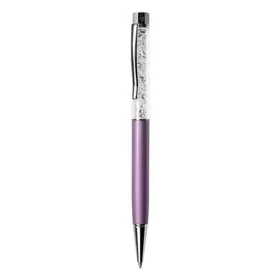   Golyóstoll, orgonalila, felül fehér SWAROVSKI® kristályokkal töltve, 14 cm, ART CRYSTELLA®