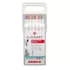 Filctoll készlet, nyomógombos, 0,6 mm, ZEBRA Clickart 12 különböző pasztell szín