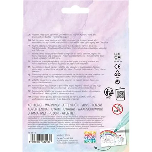 Filctoll készlet, FABER-CASTELL Unikornis 10 különböző szín + 3 csillámos