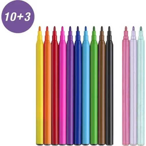 Filctoll készlet, FABER-CASTELL Unikornis 10 különböző szín + 3 csillámos