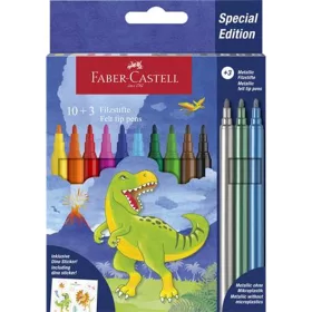   Filctoll készlet, FABER-CASTELL Dinoszaurusz 10 különböző szín + 3 metál