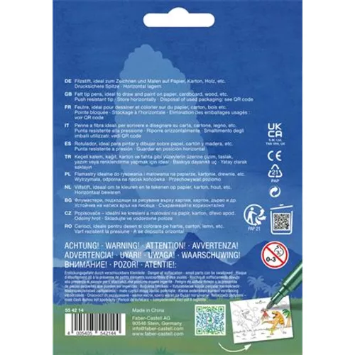 Filctoll készlet, FABER-CASTELL Dinoszaurusz 10 különböző szín + 3 metál