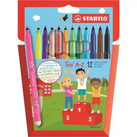   Filctoll készlet, 0,7 mm, STABILO Trio A-Z, 12 különböző szín