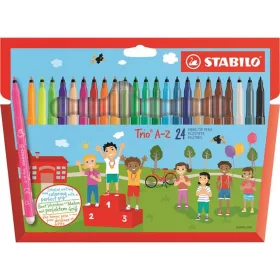   Filctoll készlet, 0,7 mm, STABILO Trio A-Z, 24 különböző szín