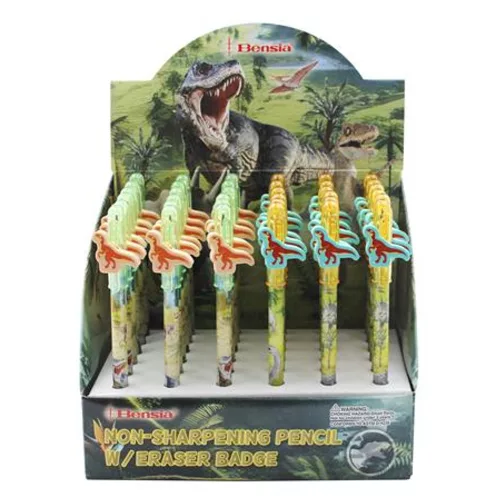Tolóbetétes ceruza radírral display, HB, ICO Bensia, dinoszaurusz - 36db