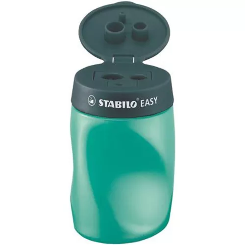 Hegyező, háromlyukú, tartályos, balkezes, STABILO Easy, olajzöld