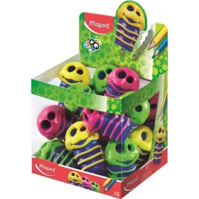   Hegyező display, kétlyukú, tartályos, MAPED Croc Croc, kukac, vegyes színek - 18db