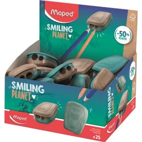   Hegyező display, kétlyukú, tartályos, műanyag, FSC, MAPED Smiling Planet - 25db