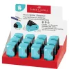 Hegyező display, kétlyukú, tartályos, balkezes, FABER-CASTELL Sleeve, türkíz - 12db