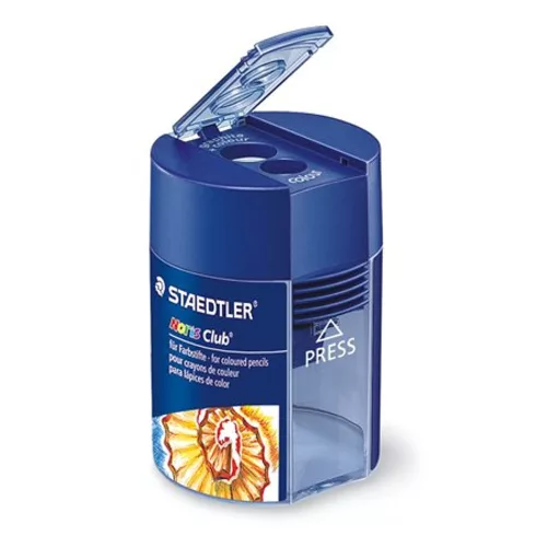 Hegyező, kétlyukú, tartályos, STAEDTLER Noris 512 F, kék